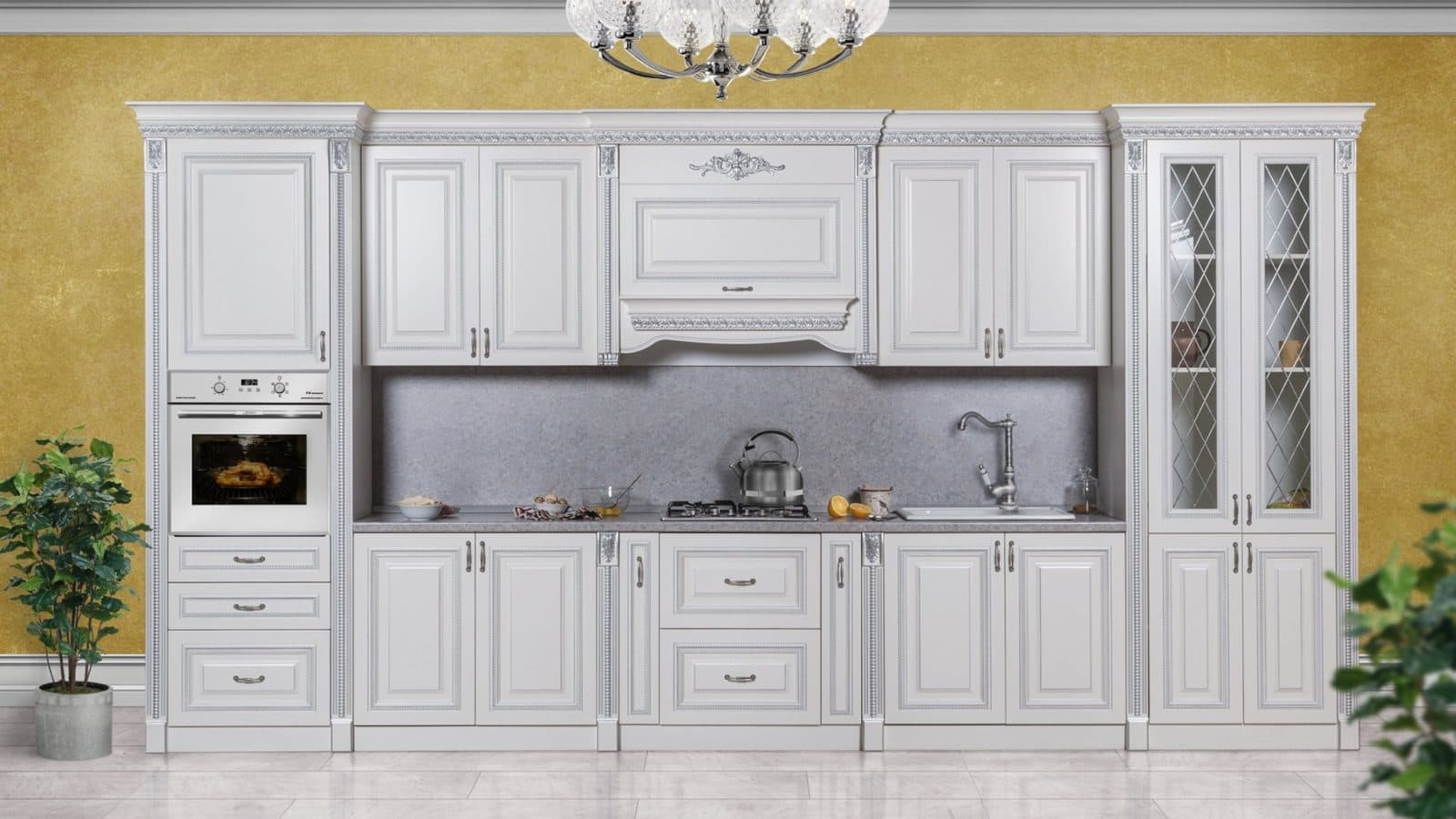 Kitchen furniture "Amanta silver" from the manufacturer "SKFM" in Moscow (North Caucasian Furniture Factory)