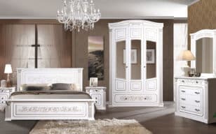 Bedroom furniture "Valeria" white champagne three-door from the furniture factory SKFM