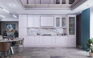 Кухонная мебель "Лучия 4.2" белая серебро | Мебельная фабрика "СКФМ"