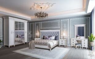 Спальная мебель "Кастилия" белая серебро 5 дв | Мебельная фабрика "СКФМ"